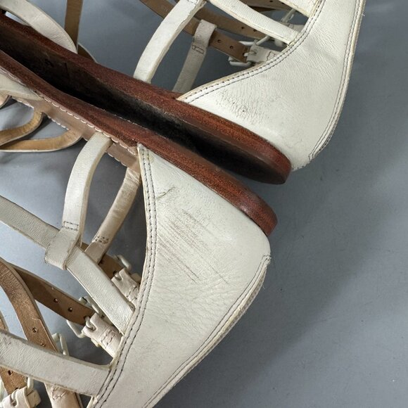 Tory Burch Off-White Leather Lucas Flat Gladiator Sandal, Size 8.5 - Picture 15 of 15